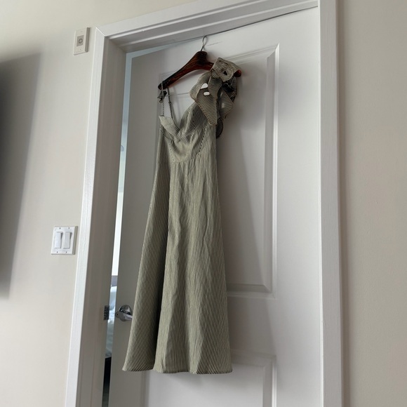 Farm Rio Green Striped 3d Monstera Leaf Midi Dress - Picture 6 of 9